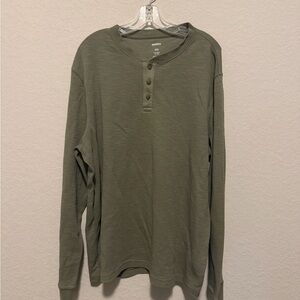 Sonoma Olive Green Long Sleeve Henley Shirt